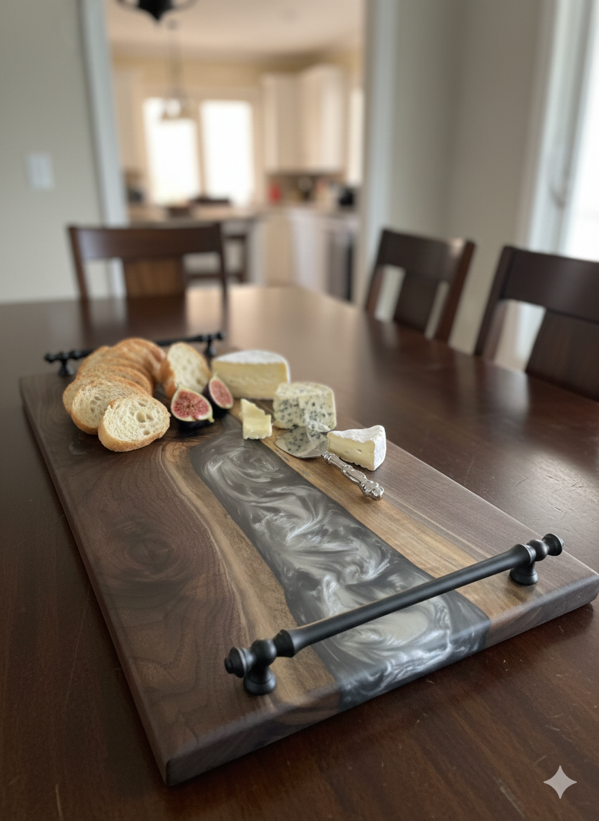 Silver Tides – Black Walnut Charcuterie Board