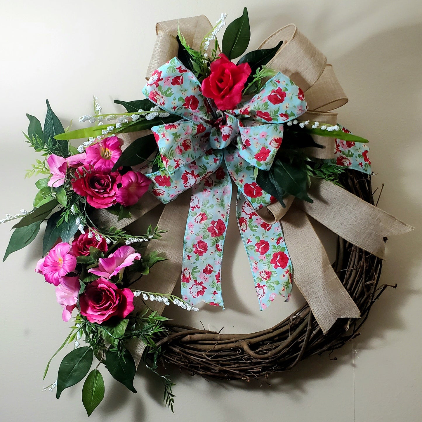 Blossom Lane – Handmade Floral Grapevine Wreath