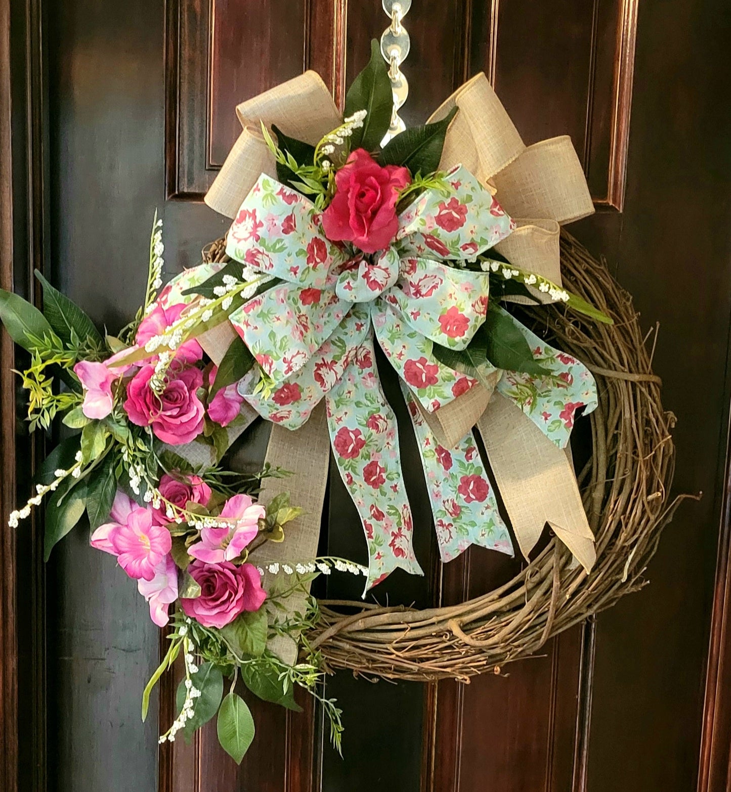 Blossom Lane – Handmade Floral Grapevine Wreath