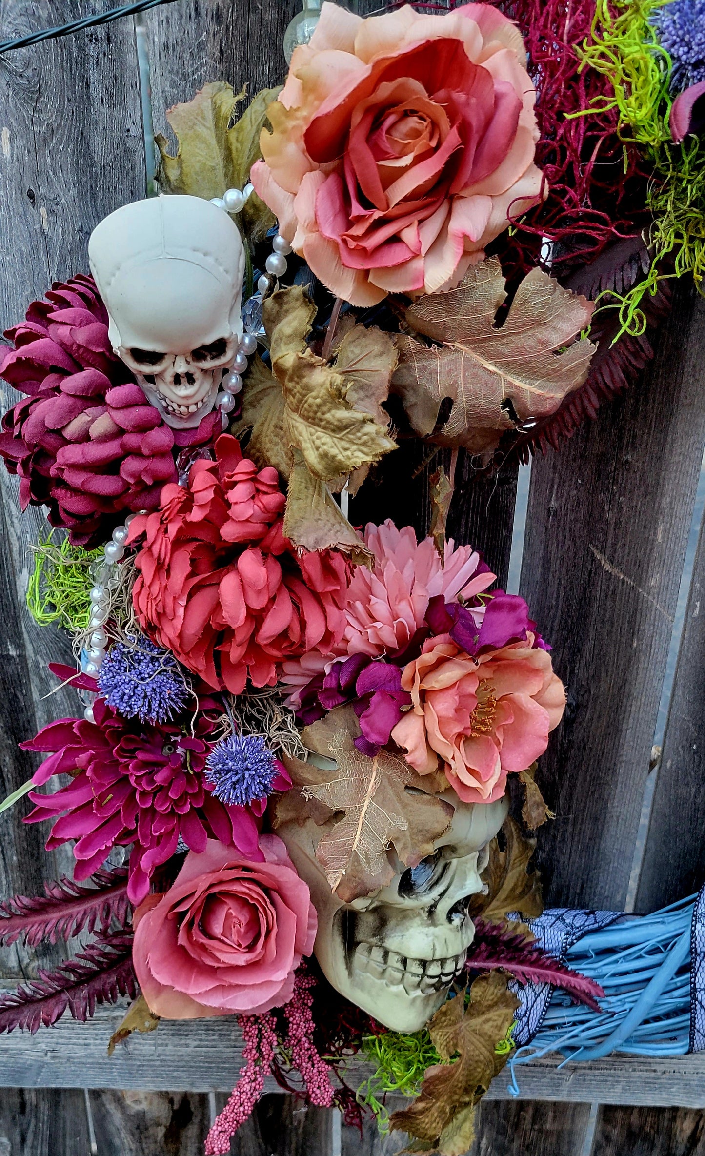 Blue Skeleton Halloween Wreath