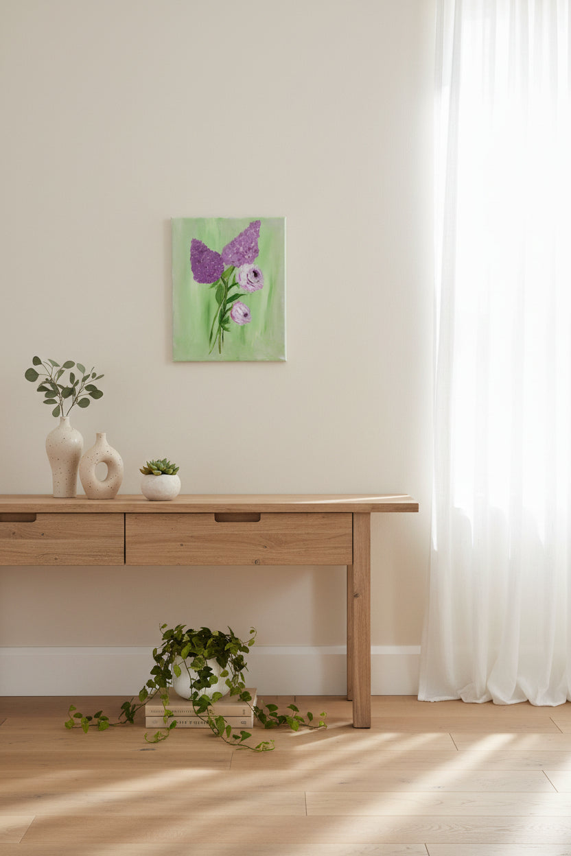 Whispers of Lilac – Hand Painted Lilacs & Peonies Canvas Art