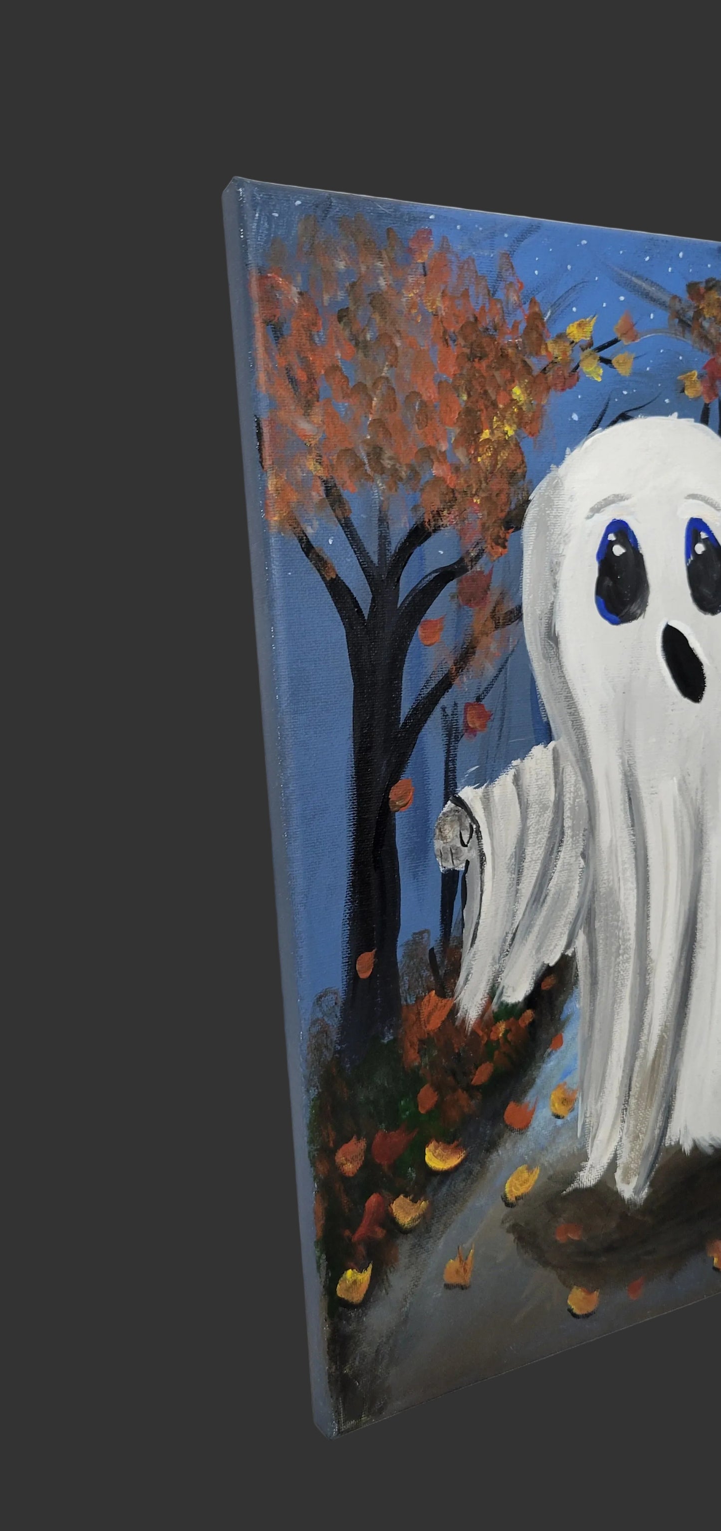 Lantern Lit Boo – A Hauntingly Cozy Night Canvas Wall Art