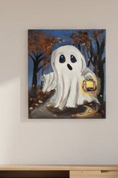 Modern interior with a ghost painting on the wall