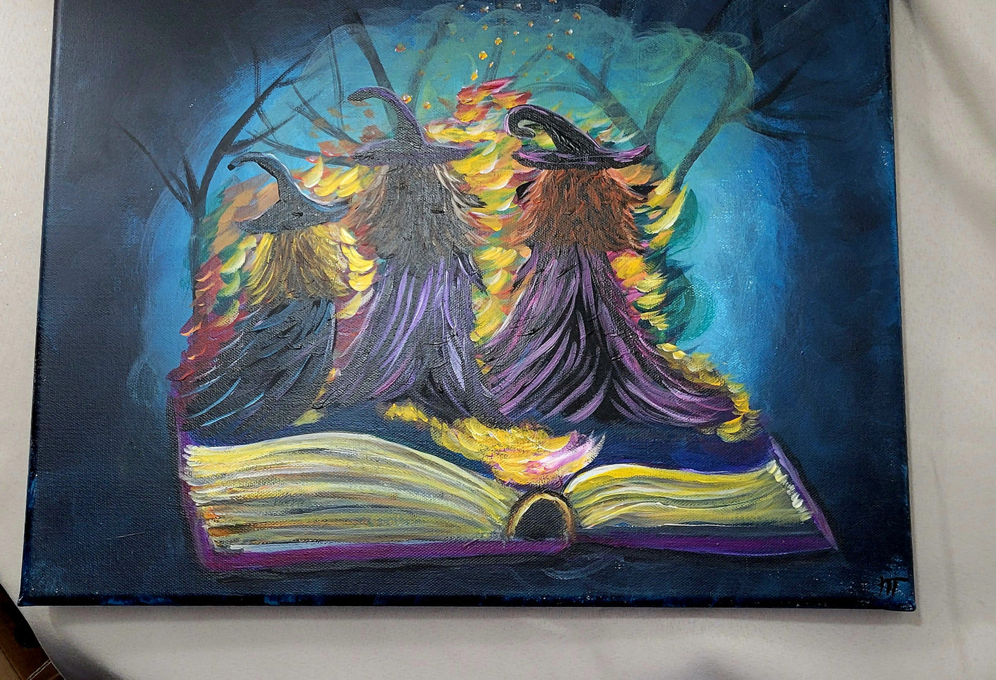 Whispers & Witches – A Midnight Gathering Canvas Painting