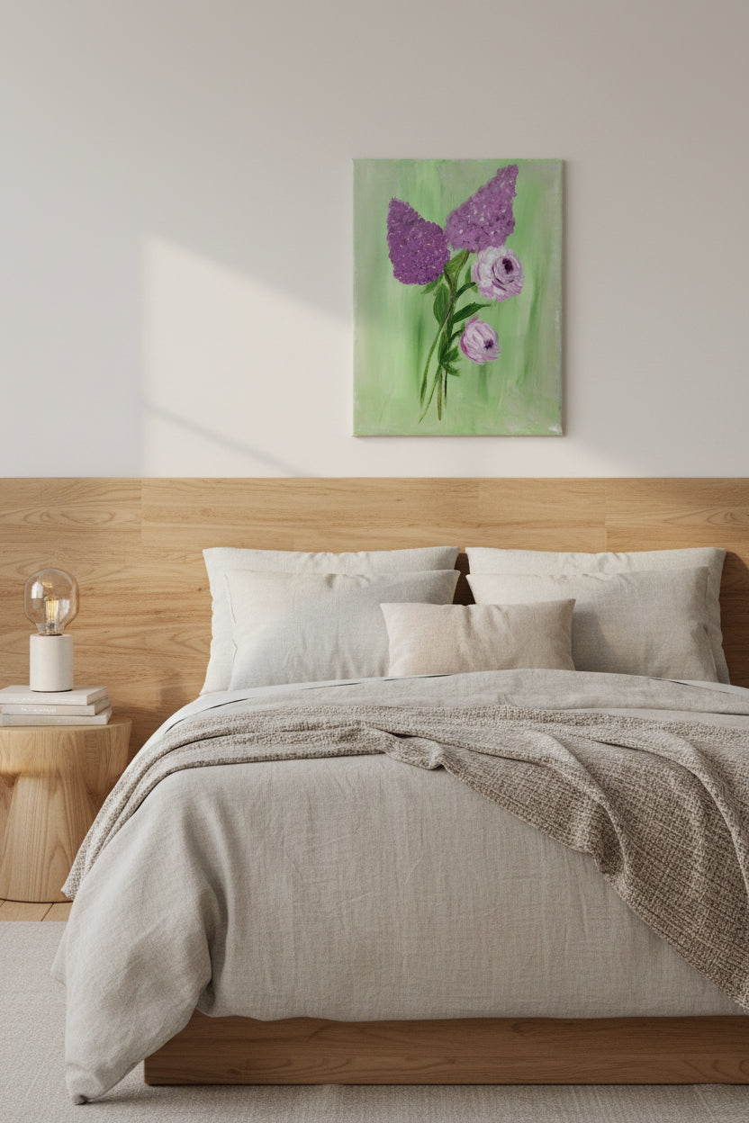Whispers of Lilac – Hand Painted Lilacs & Peonies Canvas Art