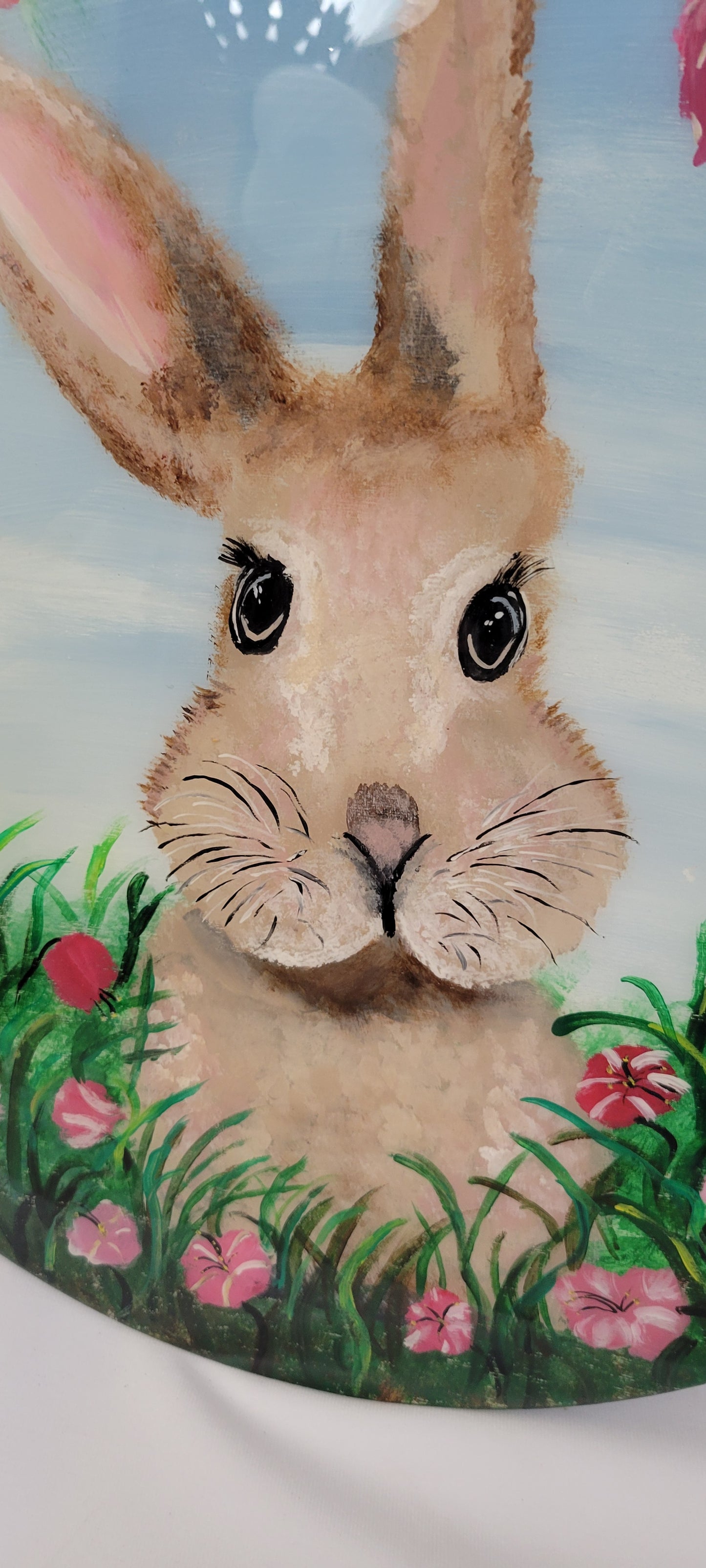 Peeking Through Petals – Epoxy Sealed Bunny Wall Art