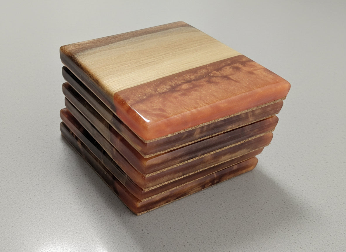 Copper Creek – Black Walnut Coaster Set with Copper Epoxy
