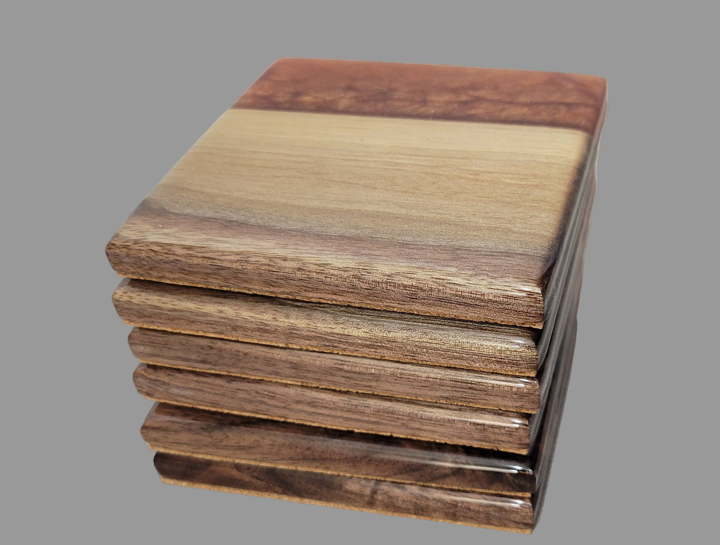 Copper Creek – Black Walnut Coaster Set with Copper Epoxy