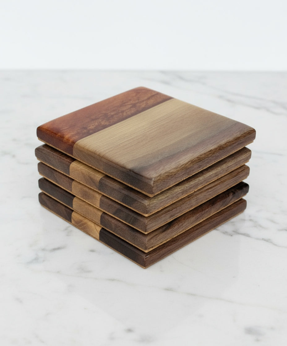 Copper Creek – Black Walnut Coaster Set with Copper Epoxy