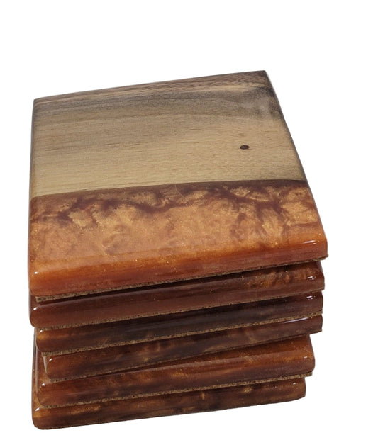 Copper Creek – Black Walnut Coaster Set with Copper Epoxy