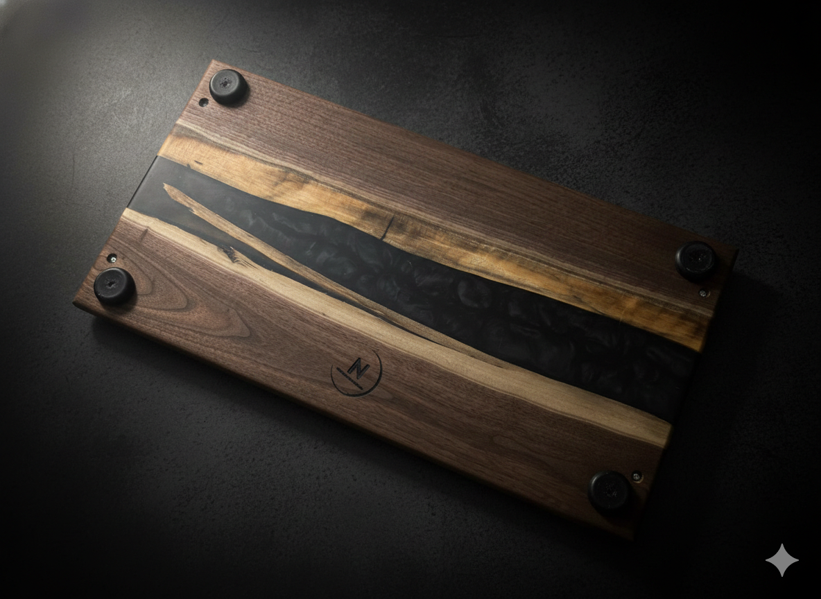 Midnight Divide – Black Walnut Epoxy River Board