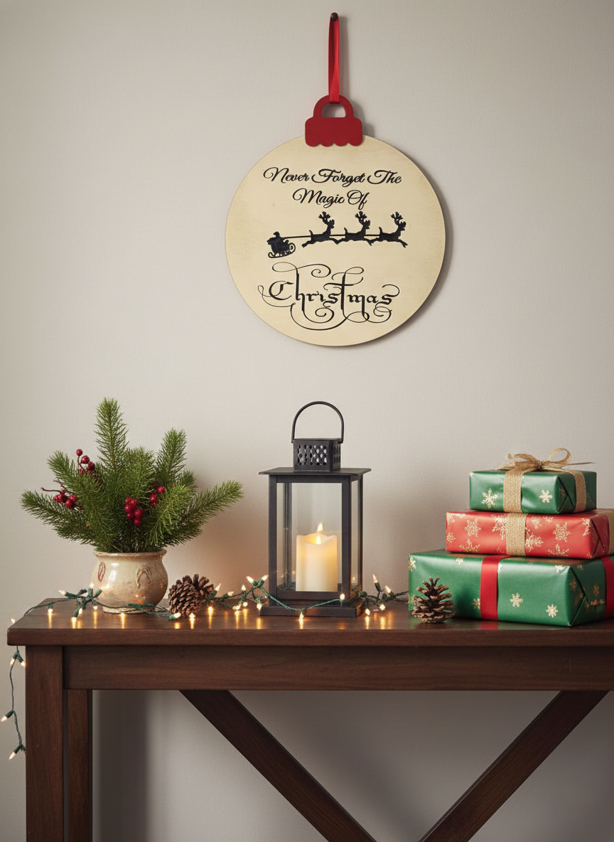 Christmas Magic – Classic Holiday Ornament Décor Sign