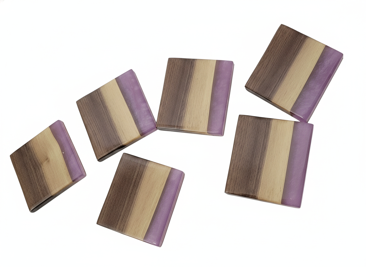 Lavender Drift – Handmade Epoxy & Black Walnut Coasters
