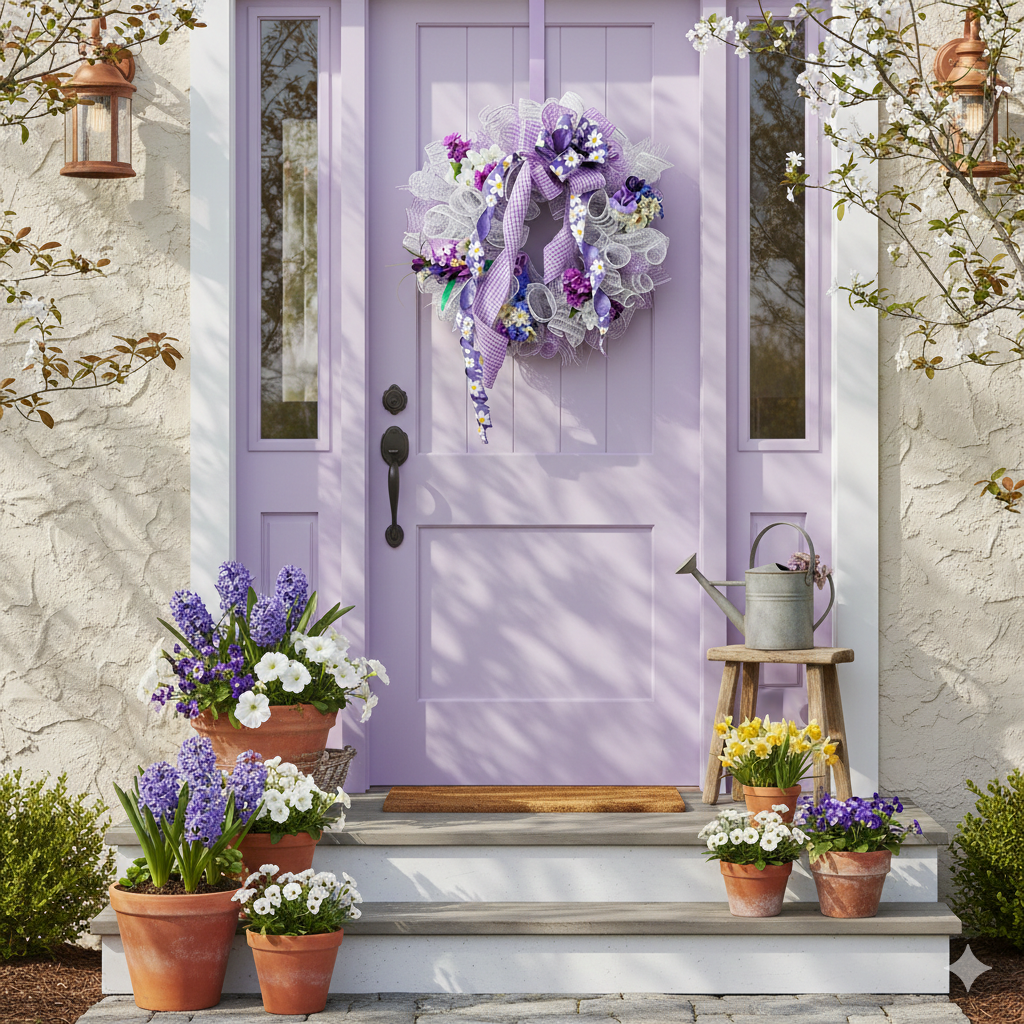 Lavender Elegance – Purple Floral Deco Mesh Spring Wreath