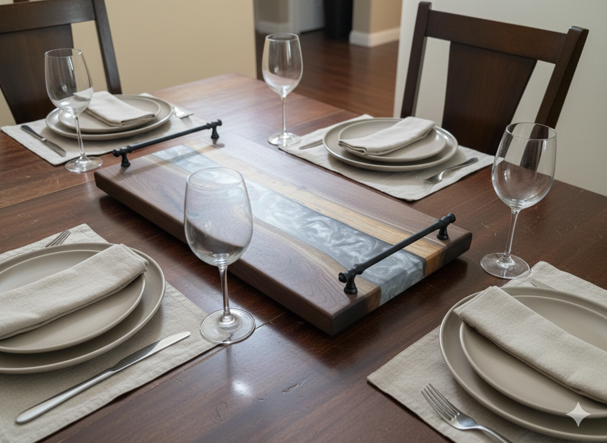 Silver Tides – Black Walnut Charcuterie Board