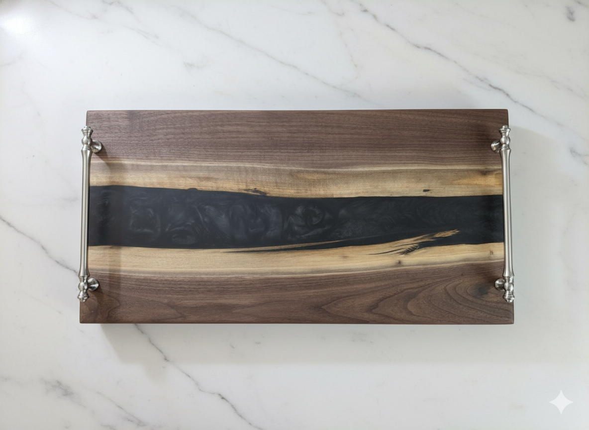 Midnight Divide – Black Walnut Epoxy River Board
