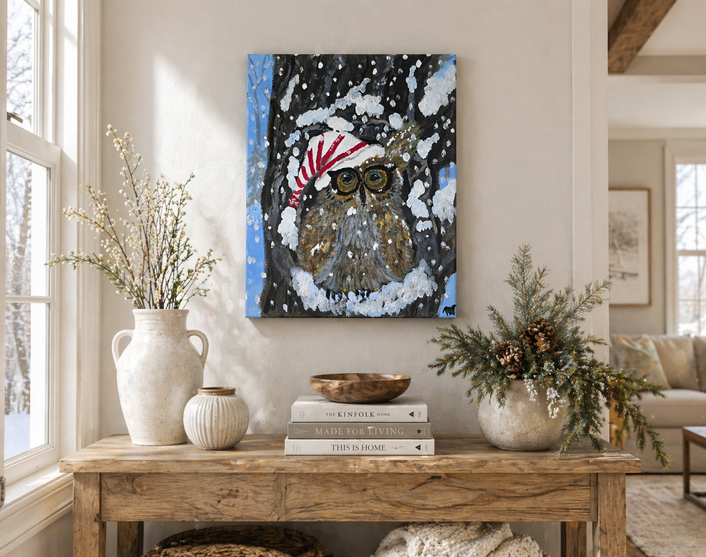 Snowcap Watch – Winter Owl Canvas Wall Art