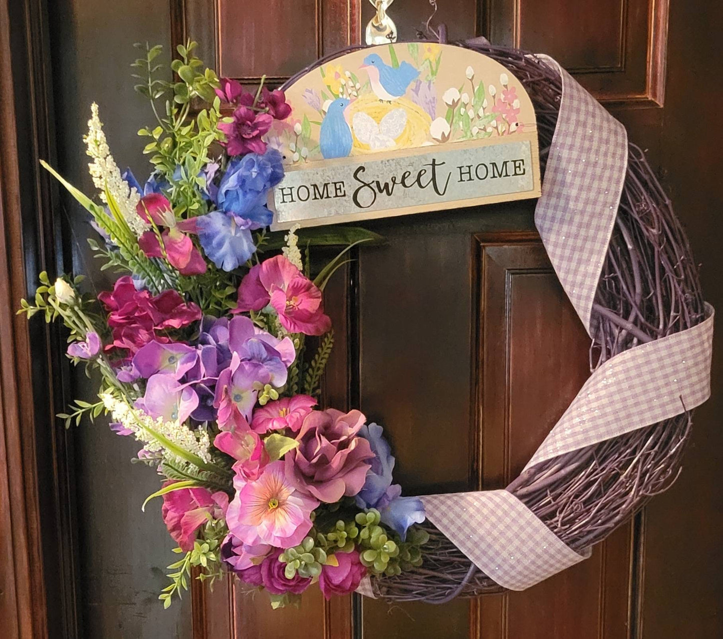 Spring Serenade- Purple Floral Grapevine Wreath